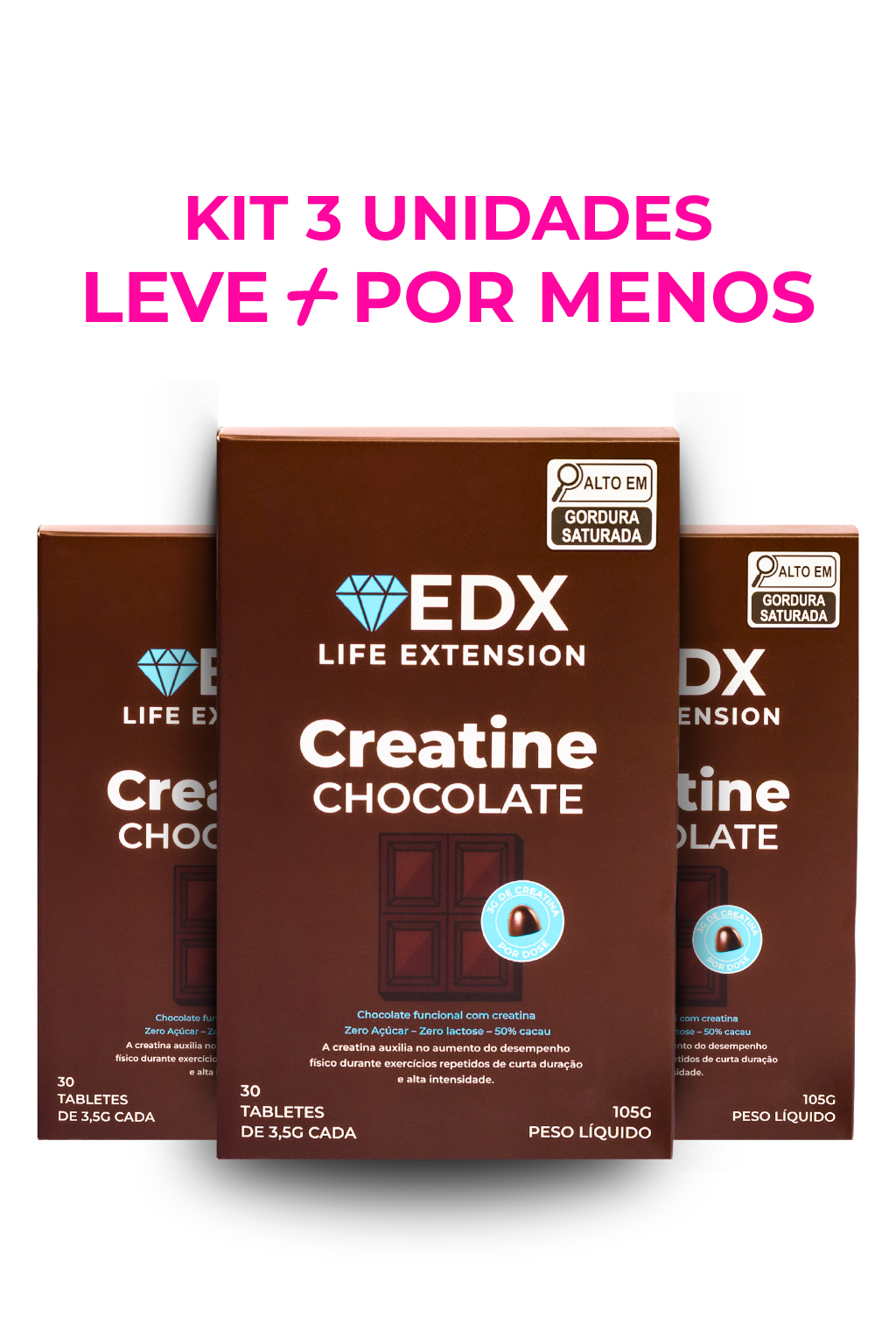 KIT Mensal 3 UN - Creatine Chocolate